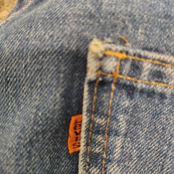 Vintage Orange Tag 70s or 80s , Levi Straus Jeans, 34 Waist 42 Length WORN - Picture 5 of 14